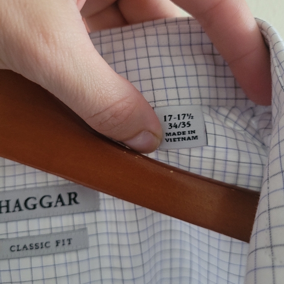 Haggar classic fit button down Men's size neck 17 - Picture 4 of 5